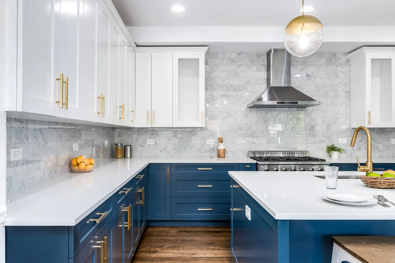 Painted cabinets maintained with gentle daily cleaning