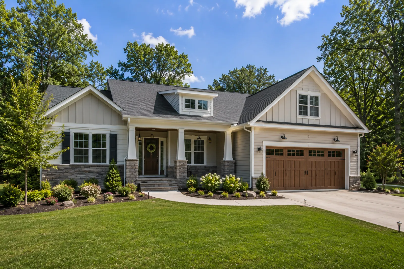 Freshly painted home exterior with clean trim lines